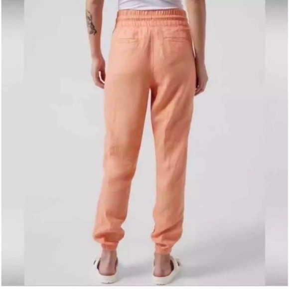 Athleta Womens Cabo Linen Joggers Size 0 Orange Drawstring Casual - Picture 2 of 9